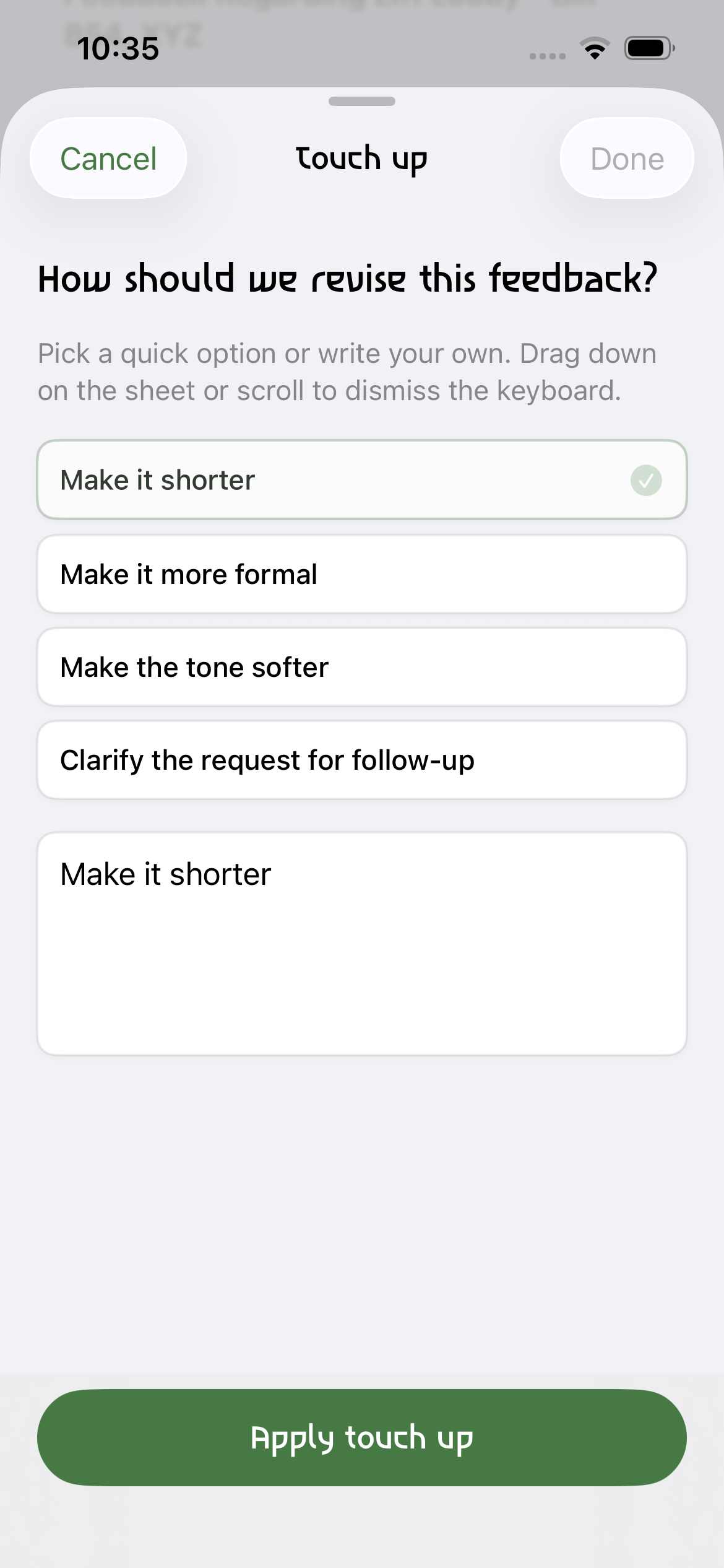 FeedbackLah AI touch-up options